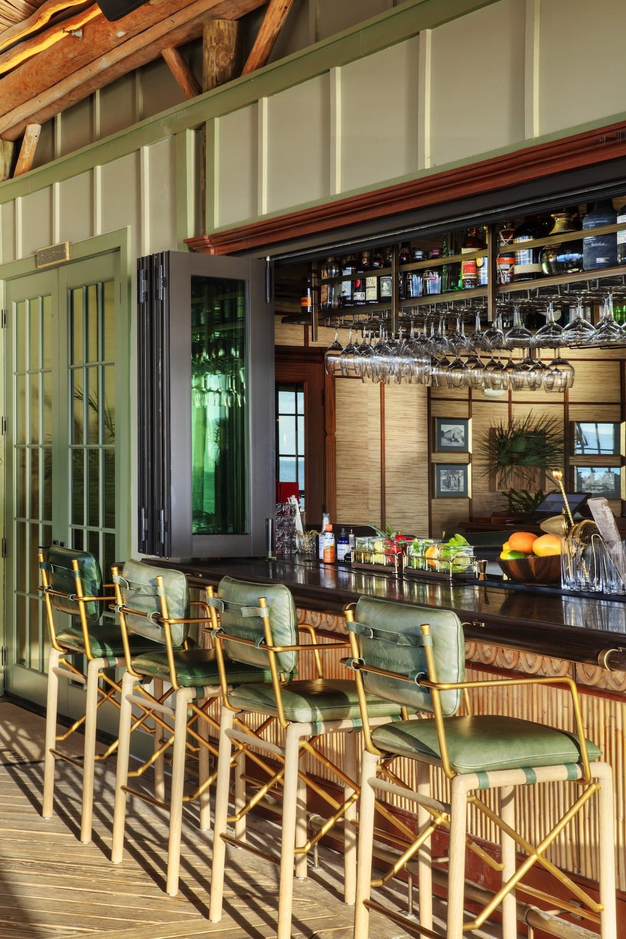 Bar seats at Little Palm Island Resort's Palapa Bar.