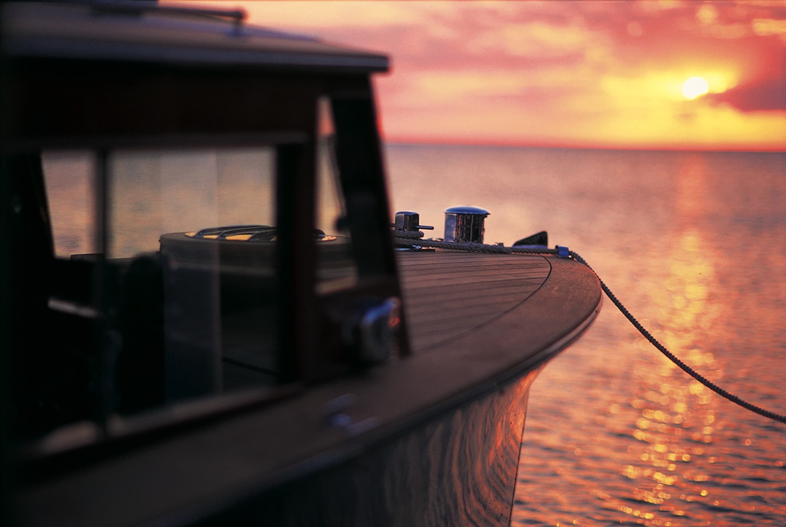 close up of boat at sunset