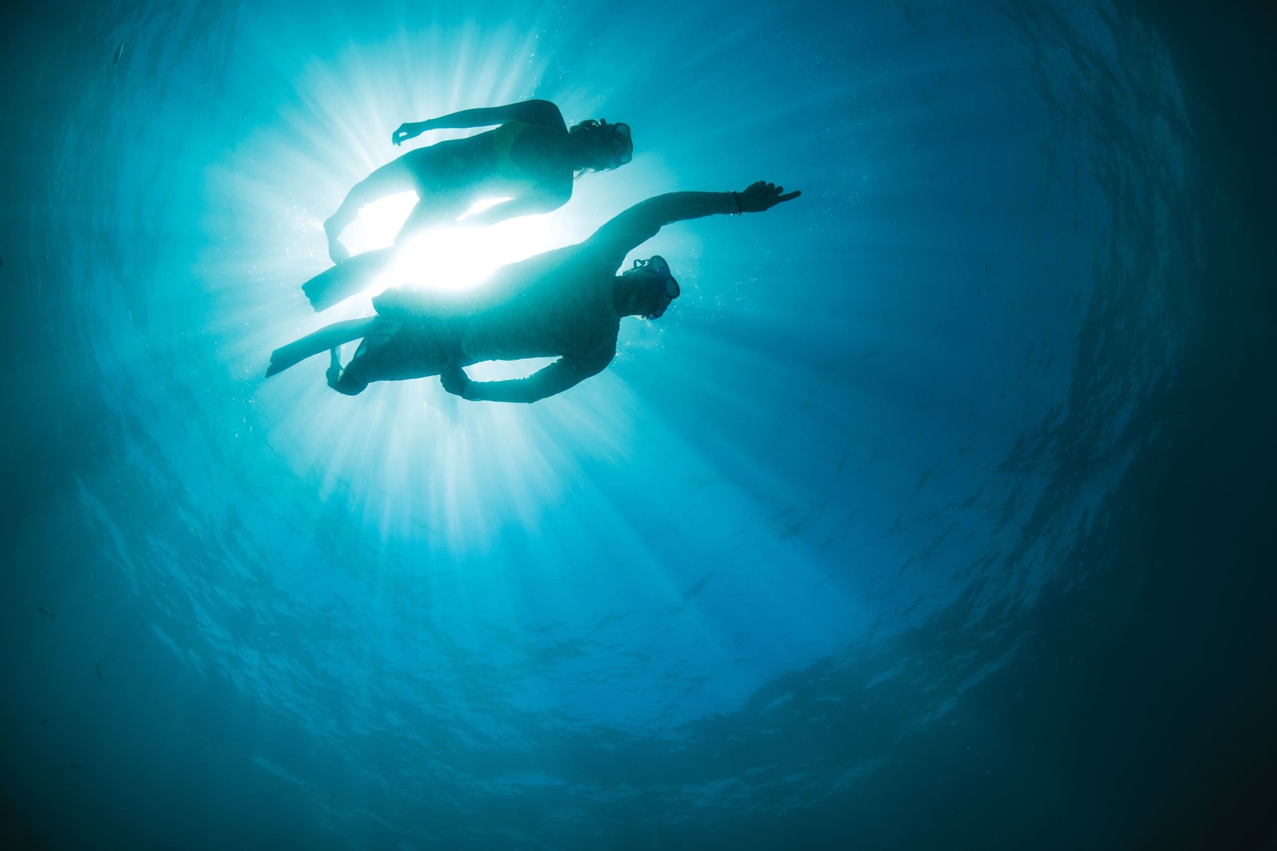 Underwater shot of couple snorkeling