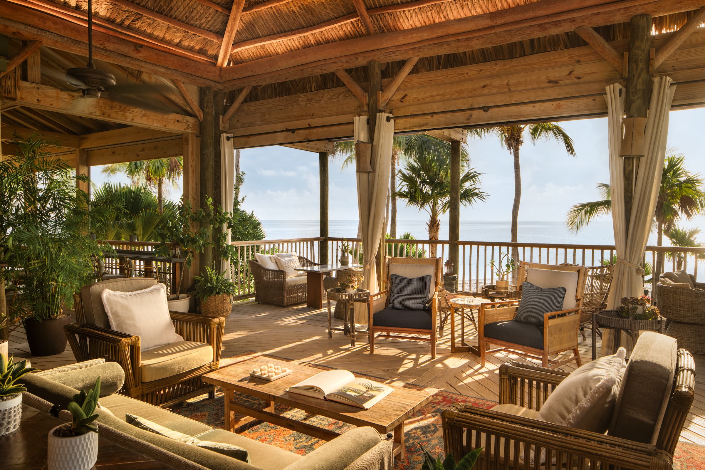 Lounge section at the Monkey hut at Little Palm Island Resort