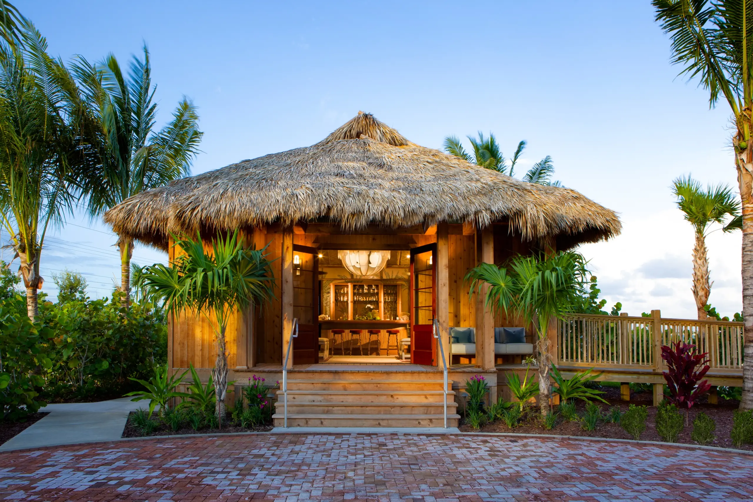 The exterior of the Shore Station at Little Palm Island Resort