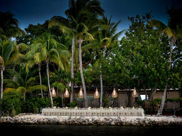 Nightime wedding on the beach in Florida Keys