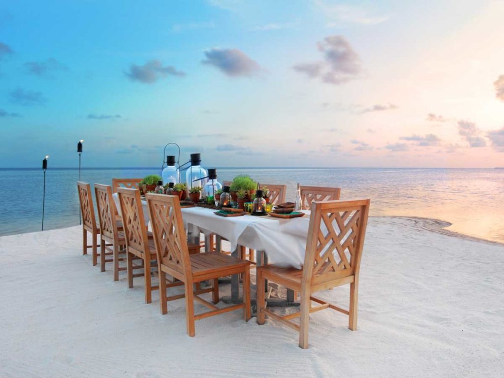 Dining table on the beach in Florida Keys