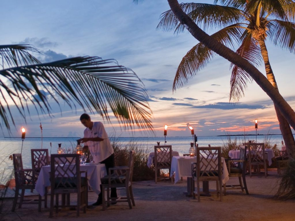 Sunset beach dining in Florida Keys