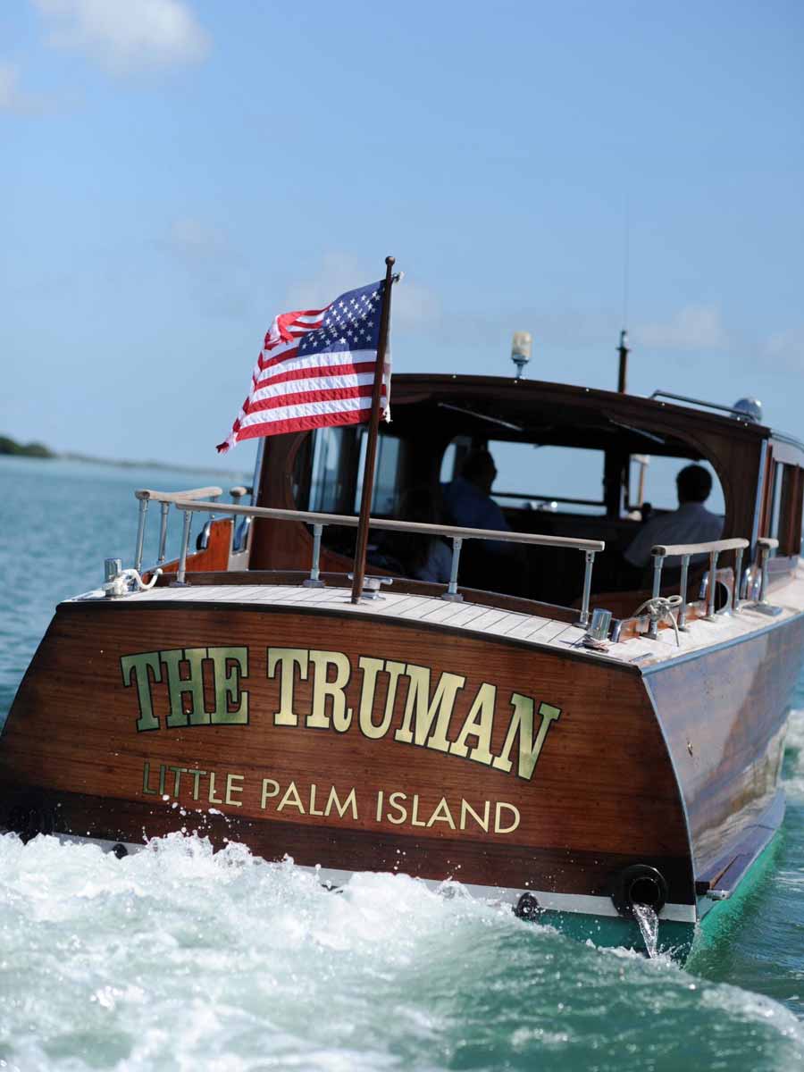 the truman boat arriving to the island
