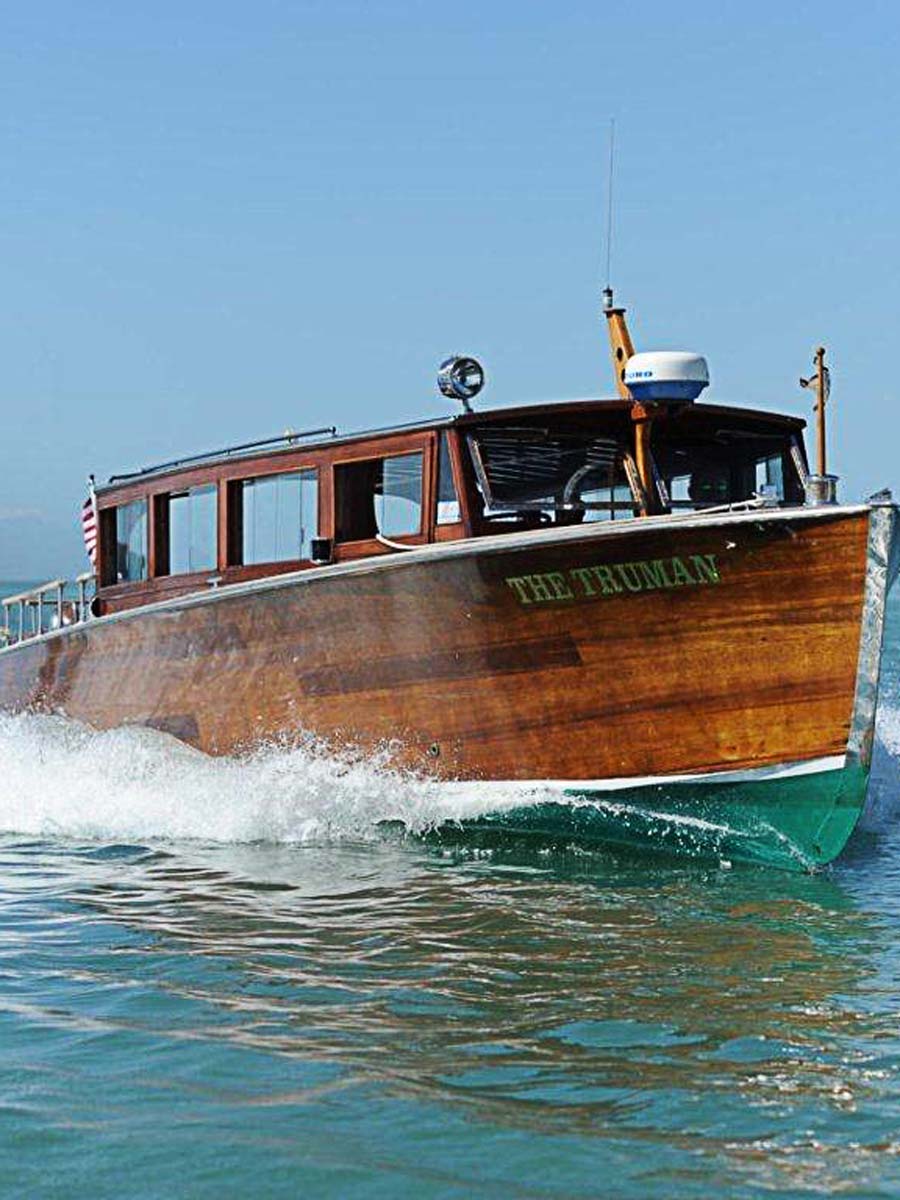 The Truman boat in the ocean.