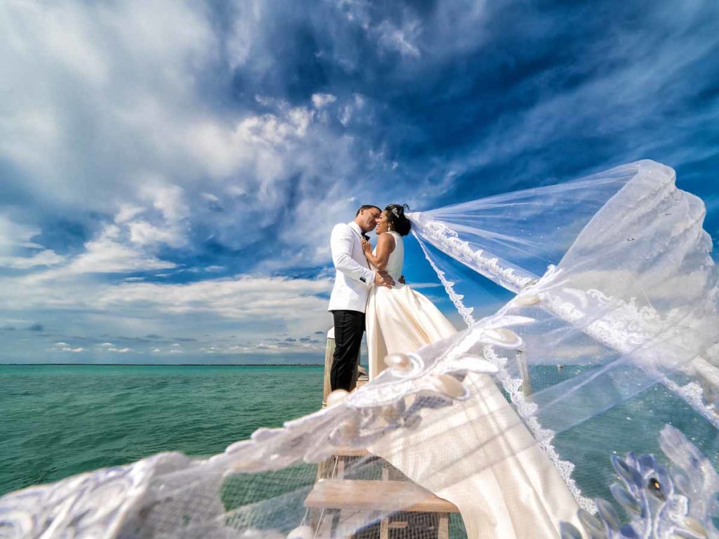 Bride and Groom On The Beach.