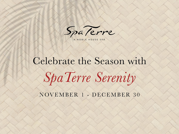 Celebrate the Season with SpaTerre Serenity November 1 to December 30